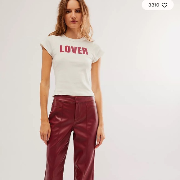 Free People Daydreamer Lover Baby Tee Vintage White Large - Picture 2 of 8